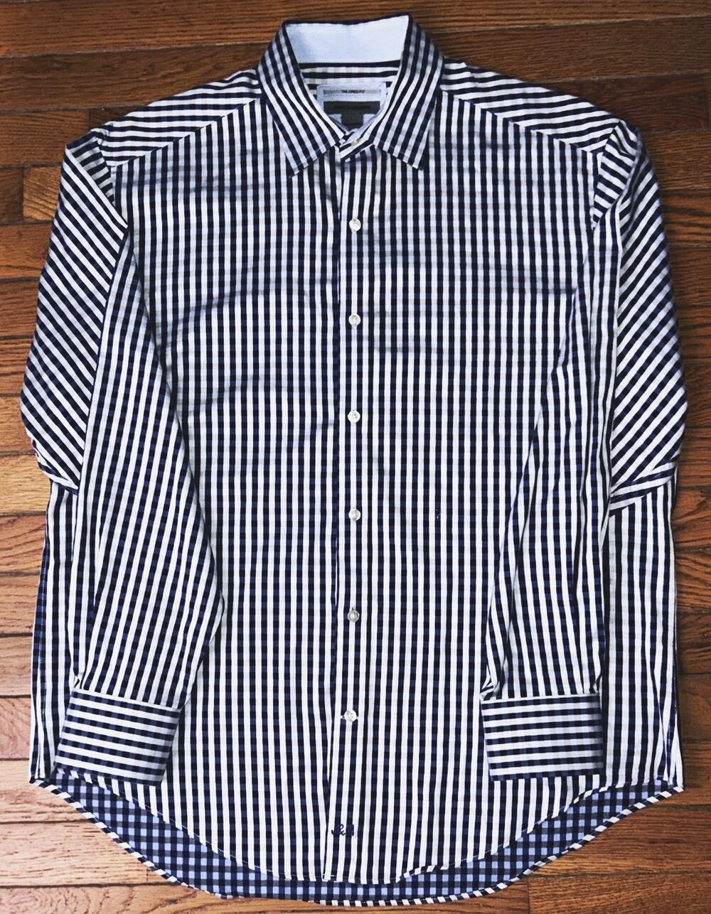 Johnston & Murphy Men's Large Tailored Fit Blue & White Plaid Button Down Shirt